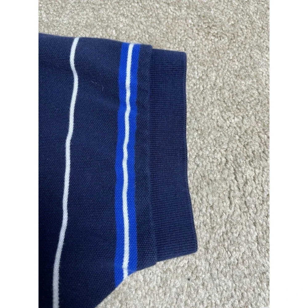 VTG 90s Y2K Polo Ralph Lauren Men's XL Polo Shirt Navy Blue Striped Short Sleeve